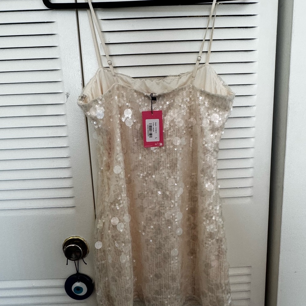 Edikted Sequin Slip Dress in Champagne - Picture 2 of 5